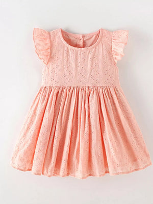 Children's Eyelet Flutter Sleeve Dress, side view