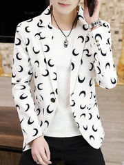 Crescent Moon Print Men's Blazer