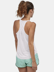 White racerback tank top with subtle pleating detail on the back.