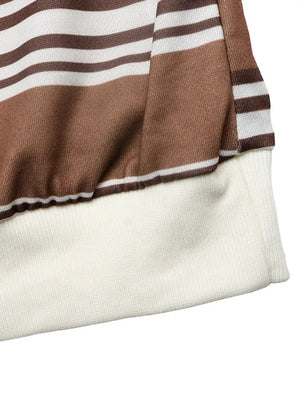 Striped Dropped Shoulder Sweatshirt in Coffee Brown, product detail