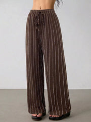 Striped Wide-leg Drawstring Pants, view 12