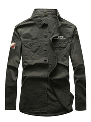 Men's Plus Size Long Sleeve Shirt in Khaki, front view
