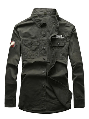 Men's Plus Size Long Sleeve Shirt in Khaki, front view