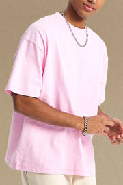 Essential Elevated Tee for Him in Blush Pink, a casual crewneck t-shirt with short sleeves.