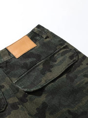 Men's Camouflage Cargo Capris in Green Camouflage, fabric detail