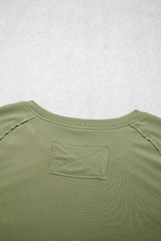 Long Sleeve Round Neck Paneling T-shirt, alternate angle