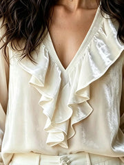V-neck Long-sleeve Top in Sky Blue, side view