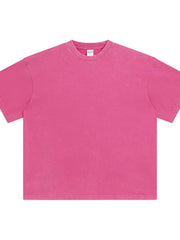Acid wash oversized tee in hot pink with a crewneck and short sleeves.