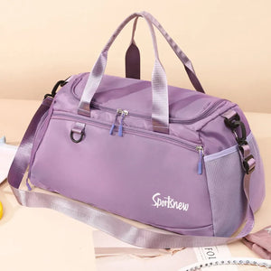 Sportsnew nylon duffle bag in Mauve with mesh pocket and adjustable strap