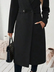 Elegant Lapel Collar Belted Trench Coat Plus Size in Gray, alternate angle