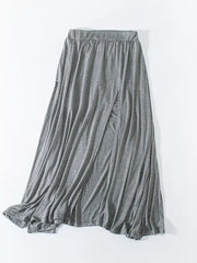 A-line Slit Maxi Skirt in Light Gray, model styling view