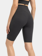 Sculpted Active Bike Shorts in dark gray with a high waist and seamless back detail.