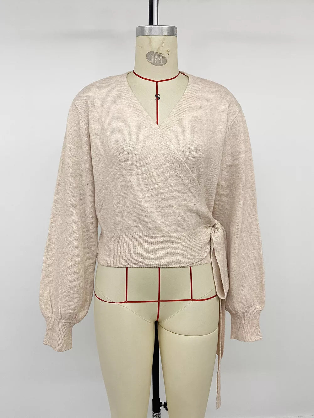 Tied Surplice Long Sleeve Sweater, front view
