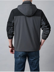 Men's Plus Size Hooded Colorblock Jacket, side view