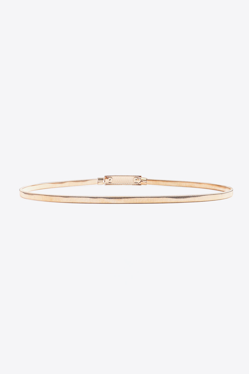 Slimline gold-tone metal waist belt with adjustable buckle closure