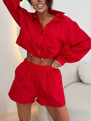 Zip Up Long Sleeve Outerwear And Shorts Set, view 13