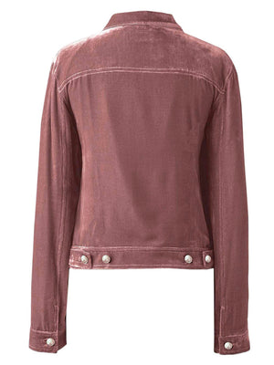 Dusty pink velvet western jacket with silver buttons