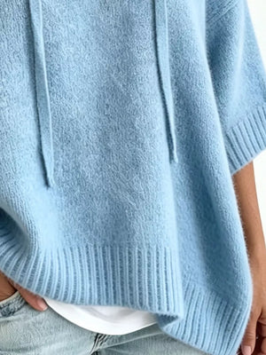 Striped Hooded Sweater With Button Detail in Blue, view 21