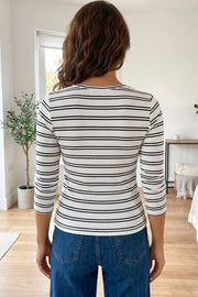 Sleek Ribbed Knit Long Sleeve Top