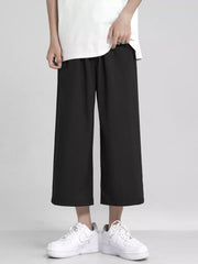 Men's Full Size Loose Fit Cropped Pants in White, side view