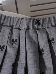 Children's Bow Print Lace Trimmed Top And Skirt Set, close-up detail
