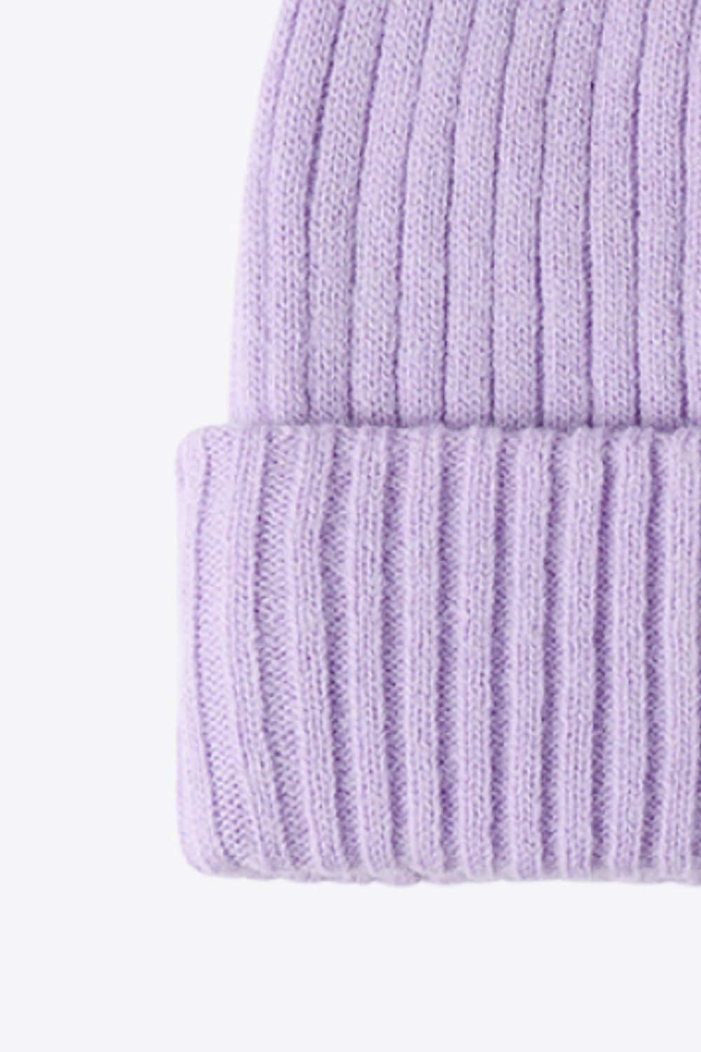 Purple ribbed acrylic beanie with a cuffed hem