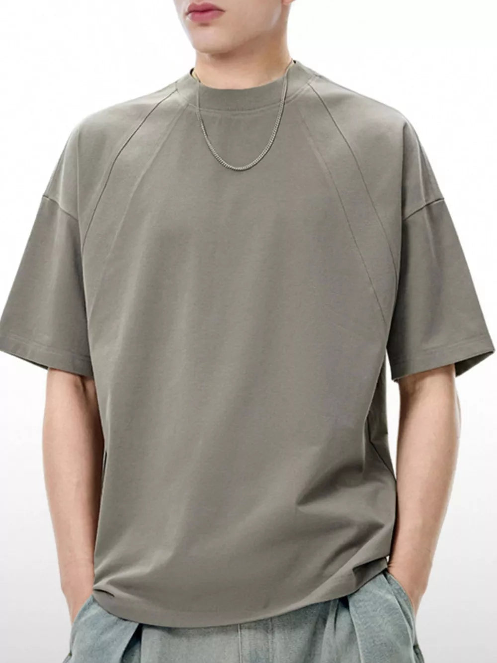 Men's Solid Color Short Sleeve T-shirt in White, front view