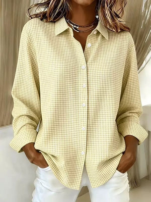 Plus Size Plaid Button Up Long Sleeve Shirt, back view