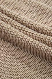 Khaki knit sweater with open weave texture