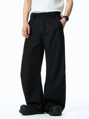 Black relaxed fit men's sweatpants with a wide leg and pockets.