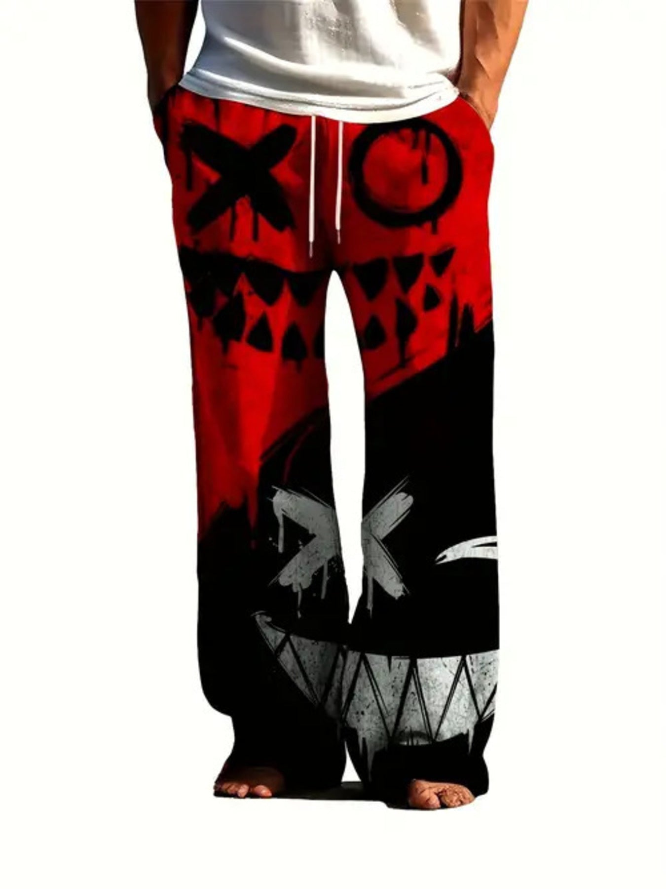 Men's Printed Loose Fit Sweatpants Plus Size in Royal Blue, model styling view