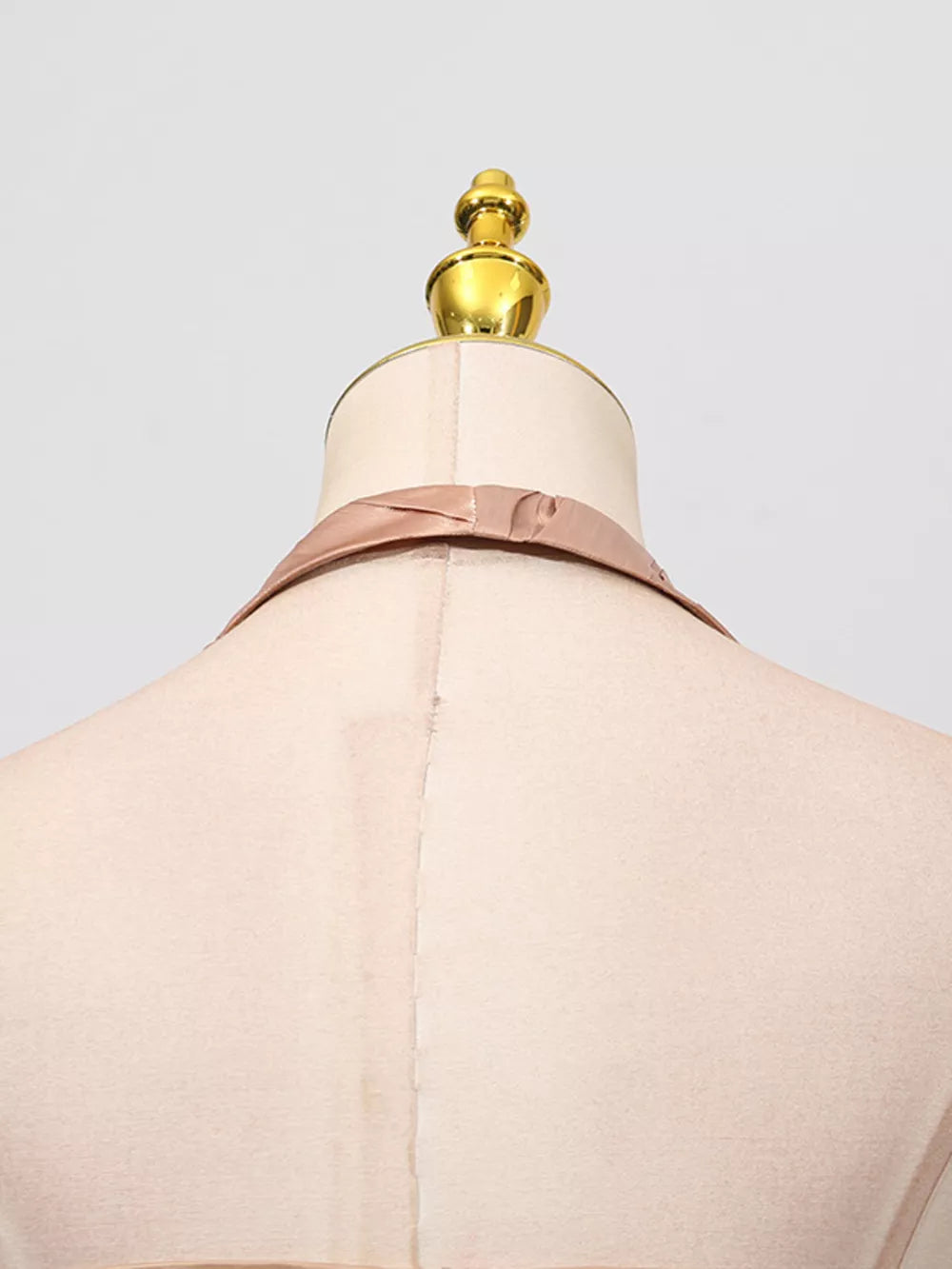 Halter Neck Ruched Maxi Dress in Champagne, view 14