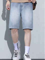 Men's Vintage Wash Relaxed Fit Denim Shorts, close-up detail