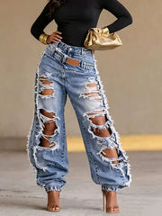 Deconstructed Raw Hem Jeans