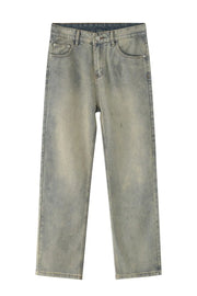 Relaxed fit denim trousers in a light wash with a vintage, faded look.