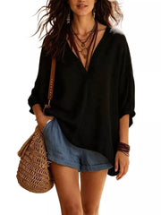 Pink blouse with loose fit and 3/4 sleeve