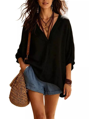 Pink blouse with loose fit and 3/4 sleeve