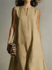 Notched Neck Sleeveless Maxi Dress