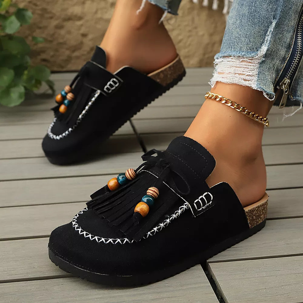 Tassel Round Toe Slip-ons, side view