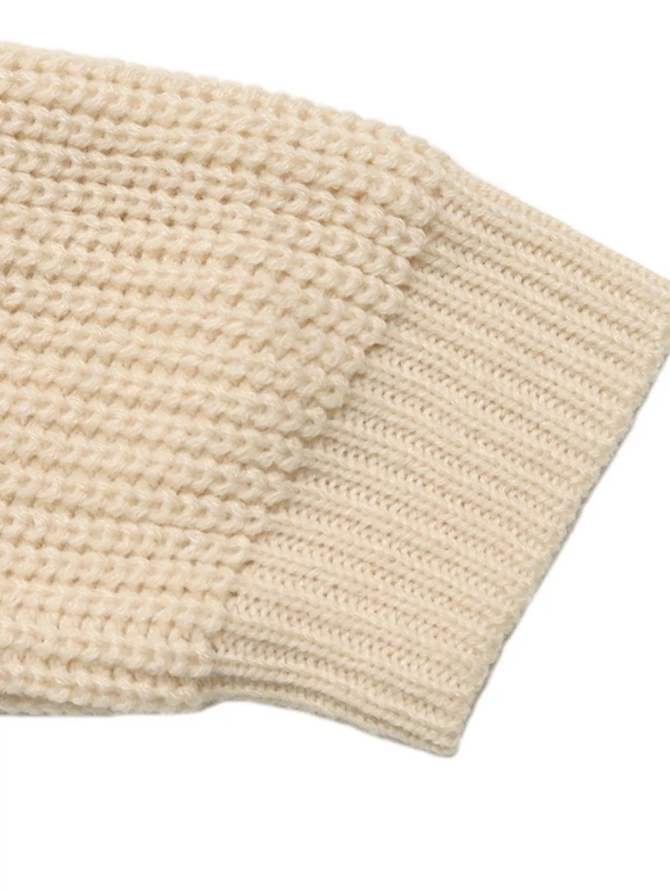 Ribbed knit cardigan in khaki acrylic with a textured stitch detail.