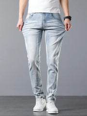 Men's Slim Fit Light Blue Jeans in Light Blue, front view