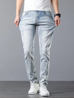 Men's Slim Fit Light Blue Jeans in Light Blue, front view