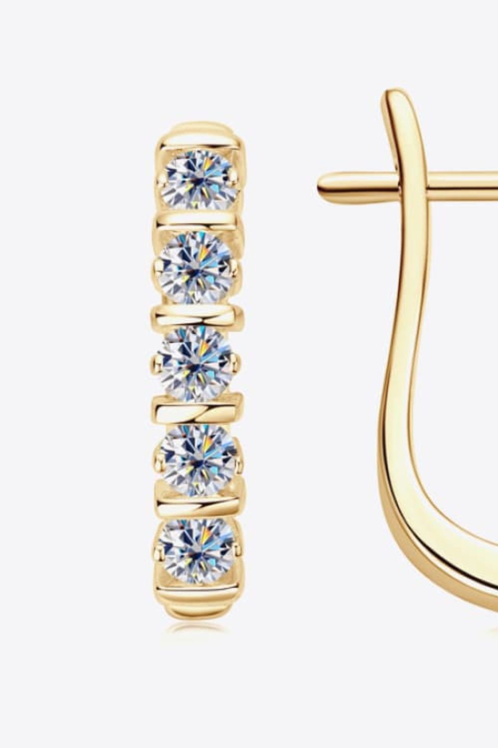 Gold pavé hoop earrings with moissanite stones, 18K gold-plated.