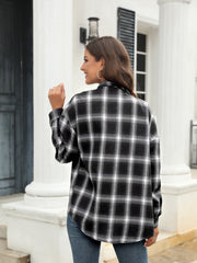 Plaid Perfection Pocket Shirt in black and white plaid, button-down style.
