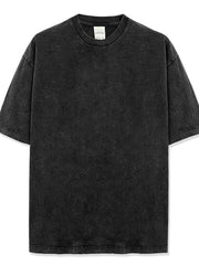Oversized pigment-dyed crewneck tee in dark gray with a washed effect.