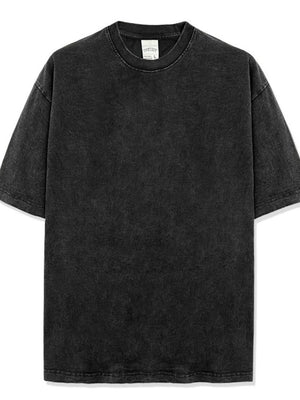 Oversized pigment-dyed crewneck tee in dark gray with a washed effect.
