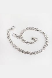 Silver double chain wallet chain with padlock and lobster clasps