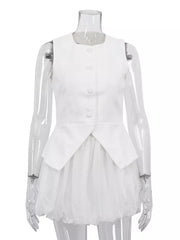 Chic Peplum Vest With Bubble Skirt Ensemble