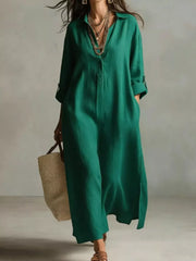 Full Size Casual Midi Shirt Dress Plus Size in Black, view 11