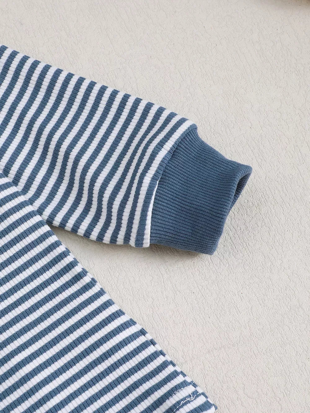 Children's Bear Striped Top And Pants Set in Light Blue, product detail